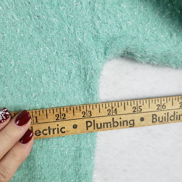 Lane Bryant Women's 18/20 Eyelash Tinsle Pullover Sweater Aqua Blue Metallic - Picture 4 of 8